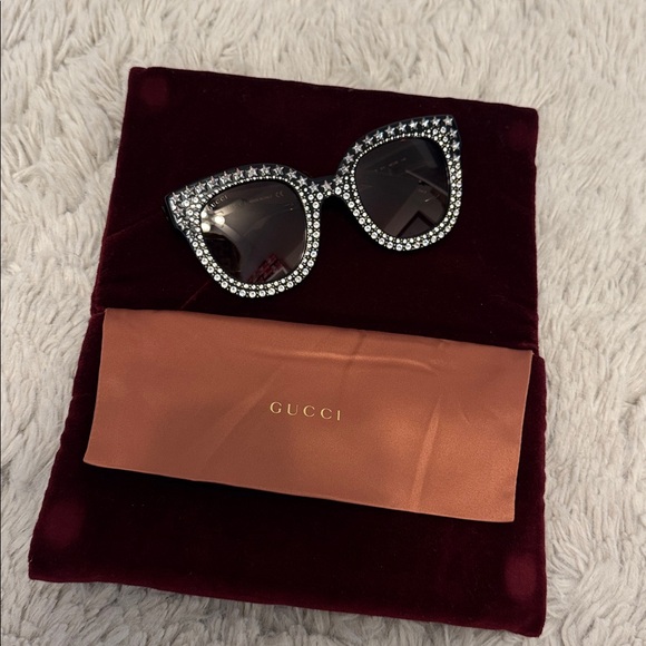 Gucci Hollywood Forever Acetate Crystal Stars Cat Eye Sunglasses GG0116S Black main image 8